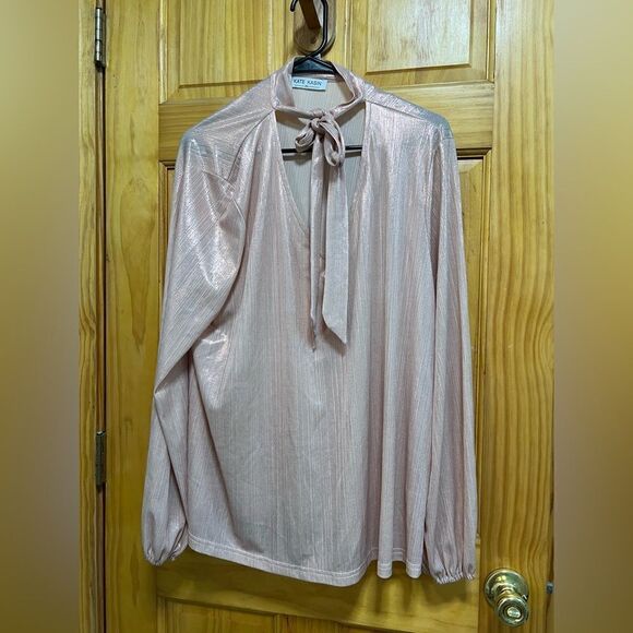 Gorgeous Kate Kasin ballerina pink sheen blouse size 2X - Picture 1 of 9
